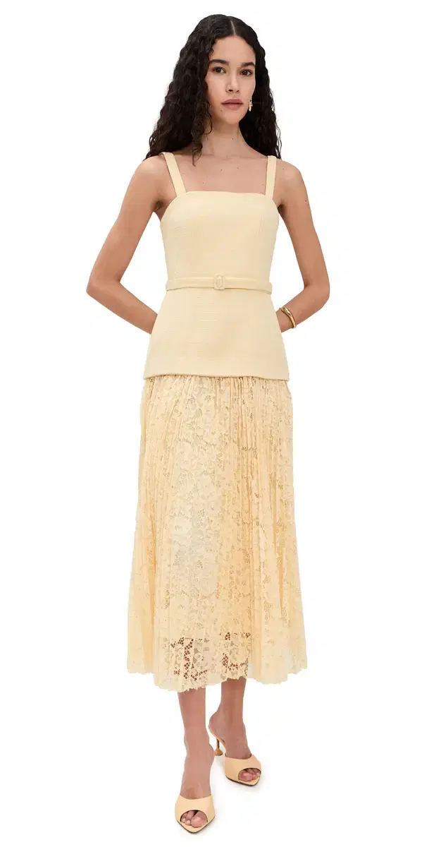 ASTR the Label ixed edia Tweed Maxi Dress Yellow