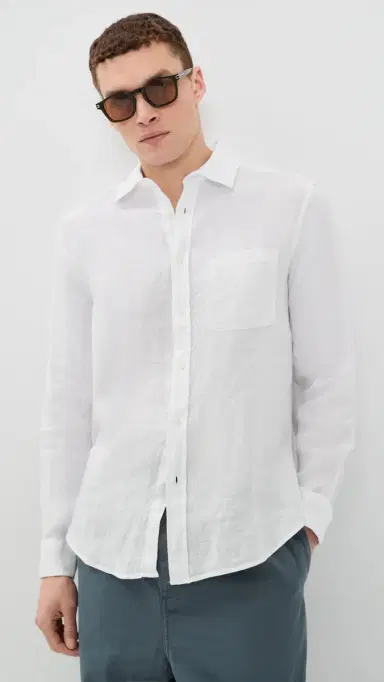 Portuguese Flannel Linen Shirt White | Thumbnail 2