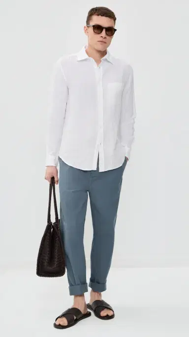 Portuguese Flannel Linen Shirt White | Thumbnail 5