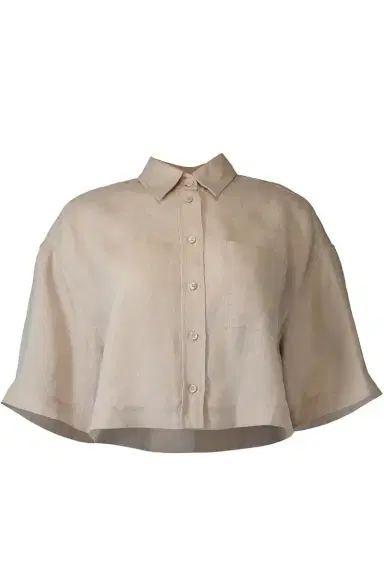 Brunello Cucinelli Short Sleeve Cropped Relax Shirt | Thumbnail 1