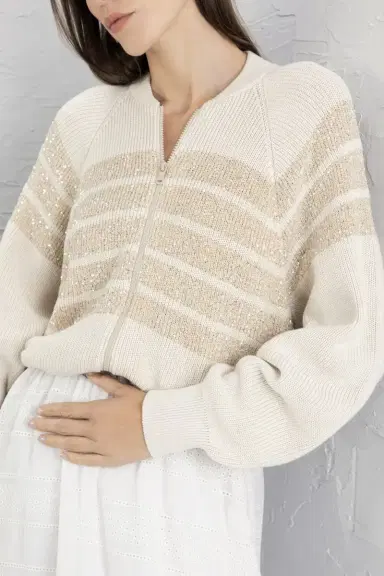 Brunello Cucinelli Stripe Bomber Jacket | Thumbnail 3