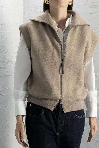 Brunello Cucinelli Zip Front Cardigan Vest | Thumbnail 2