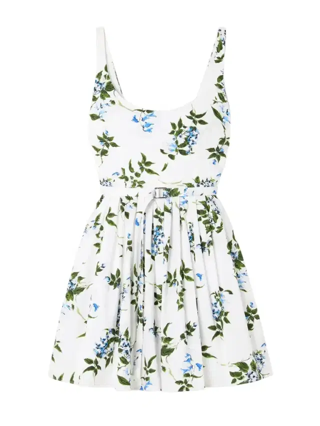 Eglantine Belted Gathered Floral-print Cotton-poplin Mini Dress