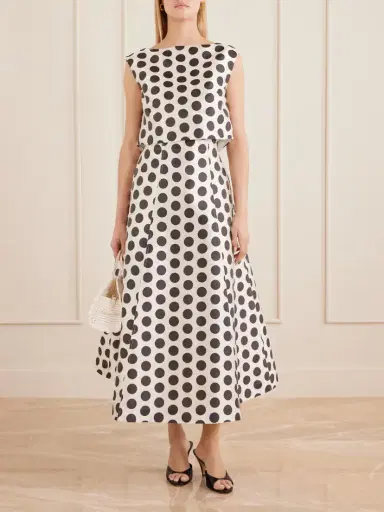 DESTREE India Paneled Polka-dot Satin Midi Skirt | Thumbnail 2