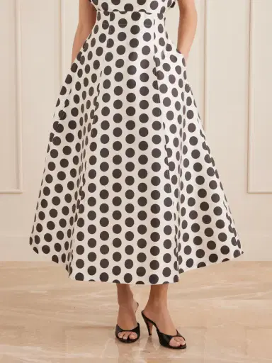 DESTREE India Paneled Polka-dot Satin Midi Skirt | Thumbnail 3