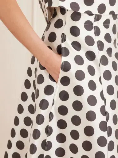 DESTREE India Paneled Polka-dot Satin Midi Skirt | Thumbnail 5