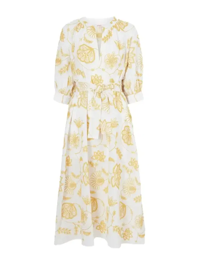Sari Anjana Belted Embroidered Cotton-blend Midi Dress Sari Anjana Belted Embroidered Cotton-blend Midi Dress