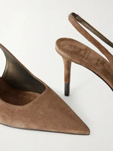 Brunello Cucinelli 80 Suede Slingback Pumps | Thumbnail 5 Brunello Cucinelli 80 Suede Slingback Pumps | Thumbnail 5