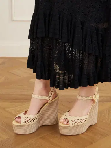 Aquazzura Bossa Nova 130 Crocheted Raffia Platform Sandals | Thumbnail 2
