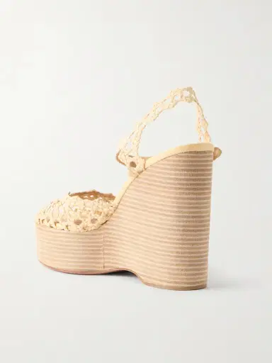 Aquazzura Bossa Nova 130 Crocheted Raffia Platform Sandals | Thumbnail 3