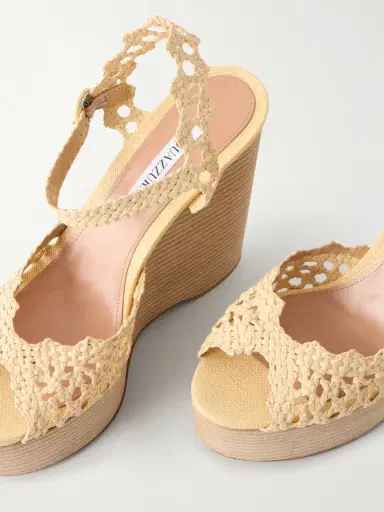 Aquazzura Bossa Nova 130 Crocheted Raffia Platform Sandals | Thumbnail 5