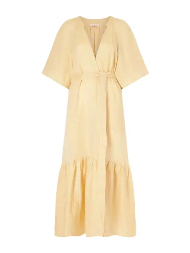 Audacieuse Belted Tiered Linen Midi Dress