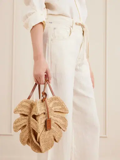 Staud Palm Leather-trimmed Raffia Tote | Thumbnail 2
