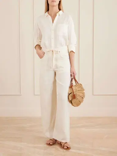 Staud Palm Leather-trimmed Raffia Tote | Thumbnail 3