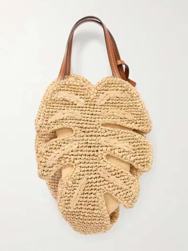 Staud Palm Leather-trimmed Raffia Tote | Thumbnail 4