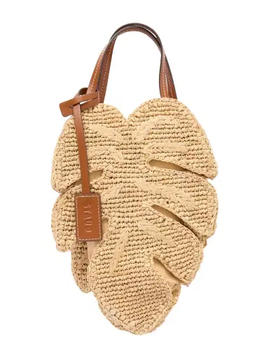 Staud Palm Leather-trimmed Raffia Tote | Thumbnail 1