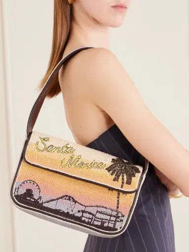 Staud Tommy Beaded Embroidered Satin Shoulder Bag | Thumbnail 2