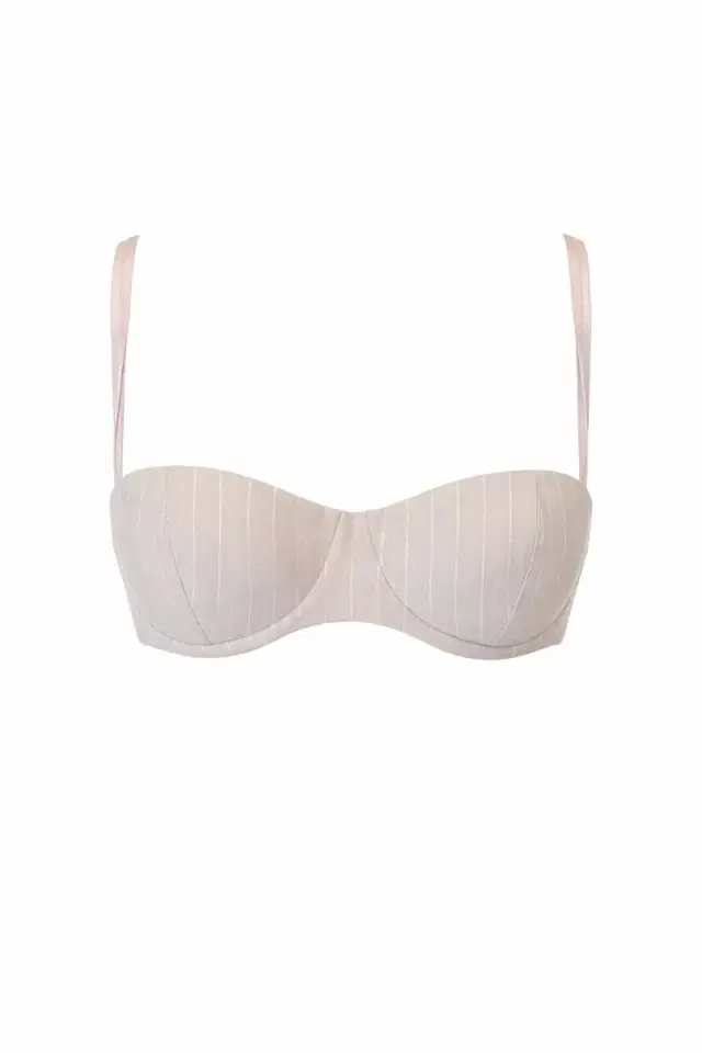 LaQuan Smith Gold Pinstripe Bralette