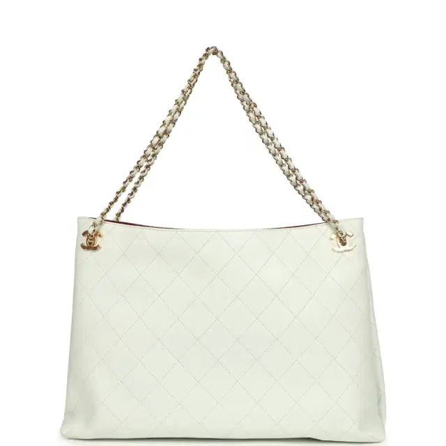 Chanel Chanel Large "Eyes on You" CC Shopping Bag Light Blue Lambskin Gold Hardware
