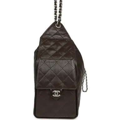 Chanel Chanel Medium 25 Hobo Bag Dark Brown Shiny Aged Calfskin Silver Hardware | Thumbnail 3