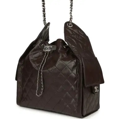 Chanel Chanel Medium 25 Hobo Bag Dark Brown Shiny Aged Calfskin Silver Hardware | Thumbnail 5
