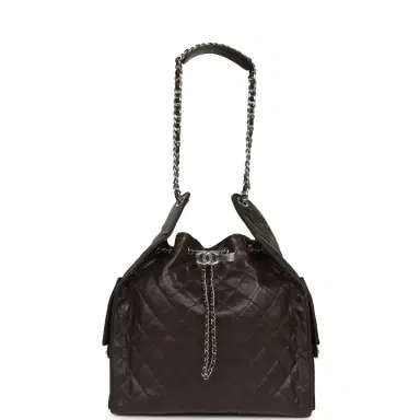 Chanel Chanel Medium 25 Hobo Bag Dark Brown Shiny Aged Calfskin Silver Hardware | Thumbnail 7