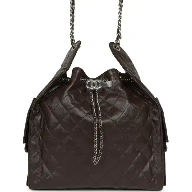 Chanel Chanel Medium 25 Hobo Bag Dark Brown Shiny Aged Calfskin Silver Hardware | Thumbnail 1