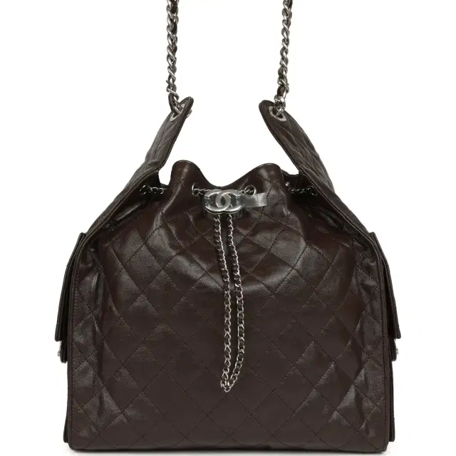 Chanel Chanel Medium 25 Hobo Bag Dark Brown Shiny Aged Calfskin Silver Hardware