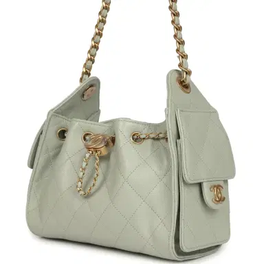 Chanel Chanel Mini 25 Hobo Bag Light Green Caviar Antique Gold Hardware | Thumbnail 5 Chanel Chanel Mini 25 Hobo Bag Light Green Caviar Antique Gold Hardware | Thumbnail 5