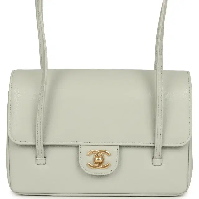 Chanel Chanel Small Preppy Coco Flap Bag Light Green Shiny Caviar Brushed Gold Hardware