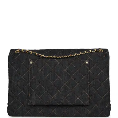 Chanel Chanel XXL Classic Single Travel Flap Bag Dark Blue Denim Brushed Gold Hardware | Thumbnail 4 Chanel Chanel XXL Classic Single Travel Flap Bag Dark Blue Denim Brushed Gold Hardware | Thumbnail 4