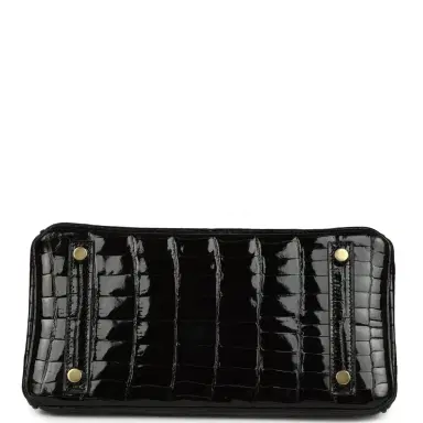 HERMÈS Hermes Birkin 25 Black Shiny Niloticus Crocodile Gold Hardware | Thumbnail 6