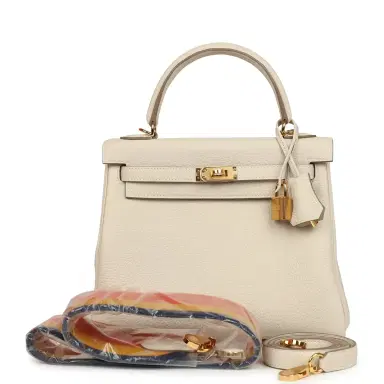 HERMÈS Hermes Kelly Retourne 25 Craie Togo Gold Hardware | Thumbnail 1