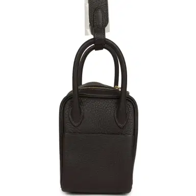 HERMÈS Hermes Mini Lindy II Bai Brun Clemence Gold Hardware | Thumbnail 3 HERMÈS Hermes Mini Lindy II Bai Brun Clemence Gold Hardware | Thumbnail 3