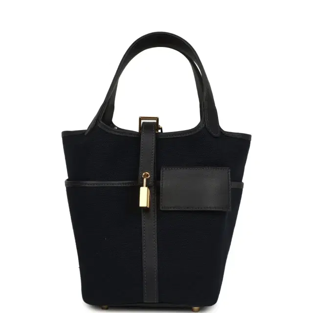 hermes Hermes Picotin Cargo 18 Bleu Marine Swift and Toile Canvas Gold Hardware