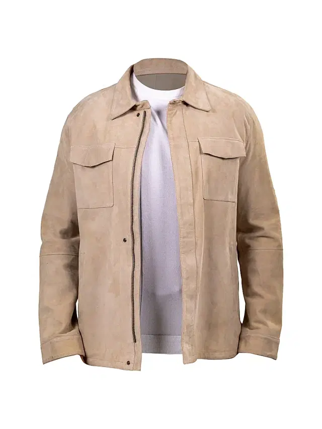 Men's Marthyr Leather Jacket - Beige
