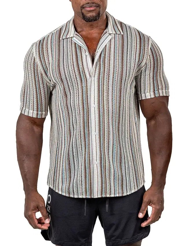 Maceoo Men's Shirt Knitted Marthyr Shirt - Brown Beige