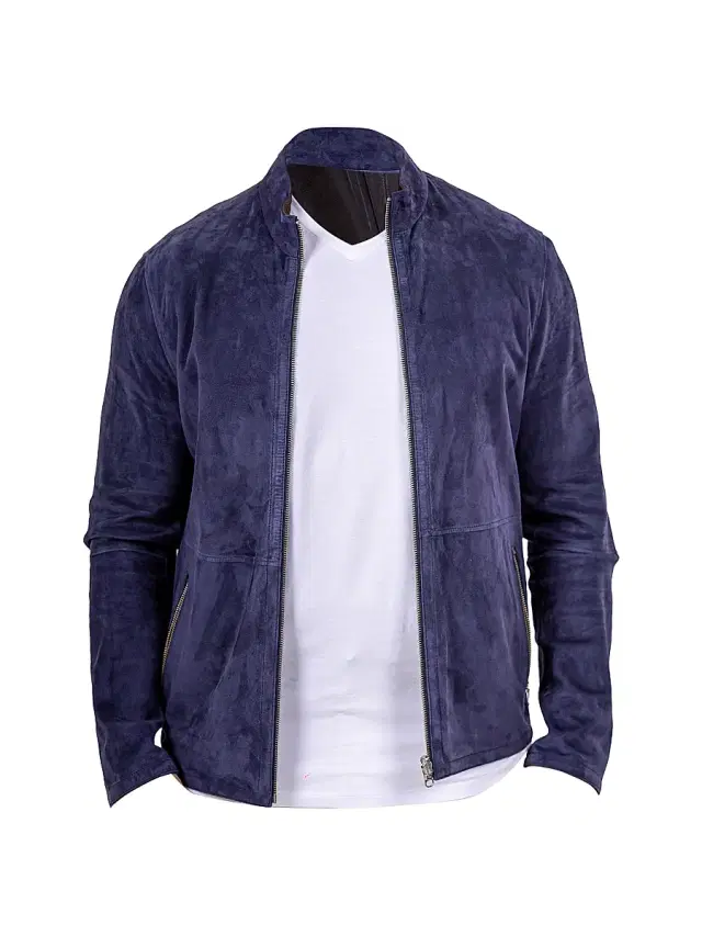 Men's Marthyr Leather Jacket - Blue
