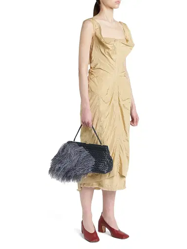 Bottega Veneta Women's The 1998 Ostritch Feathers Shoulder Bag - Midnight Brass | Thumbnail 2