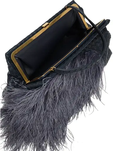 Bottega Veneta Women's The 1998 Ostritch Feathers Shoulder Bag - Midnight Brass | Thumbnail 4