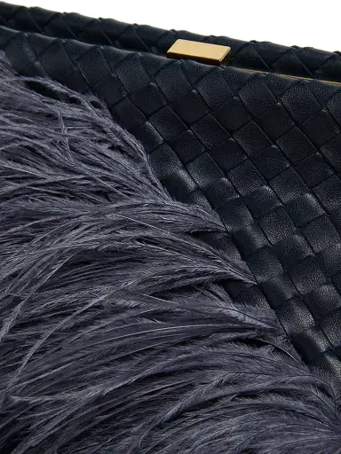 Bottega Veneta Women's The 1998 Ostritch Feathers Shoulder Bag - Midnight Brass | Thumbnail 5