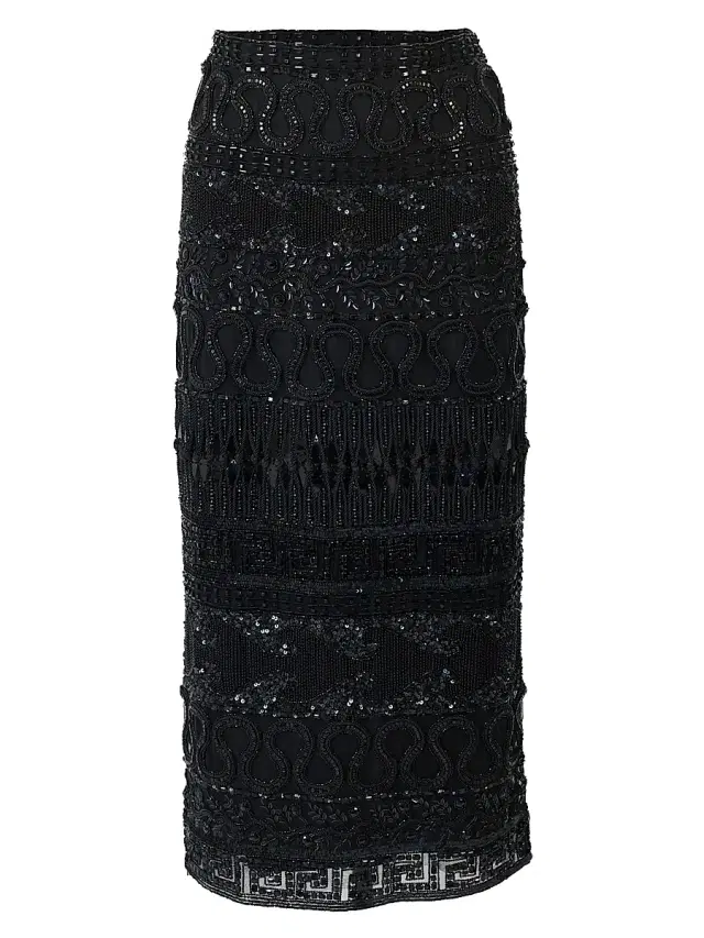 Women's Embellished Midi-Skirt - Black