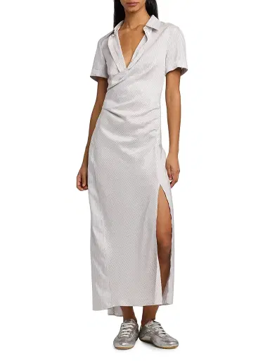 Alexander McQueen Women's Striped Silk Drape Shirtdress | Thumbnail 2 Alexander McQueen Women's Striped Silk Drape Shirtdress | Thumbnail 2