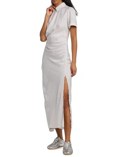 Alexander McQueen Women's Striped Silk Drape Shirtdress | Thumbnail 4 Alexander McQueen Women's Striped Silk Drape Shirtdress | Thumbnail 4
