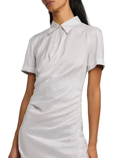 Alexander McQueen Women's Striped Silk Drape Shirtdress | Thumbnail 6 Alexander McQueen Women's Striped Silk Drape Shirtdress | Thumbnail 6