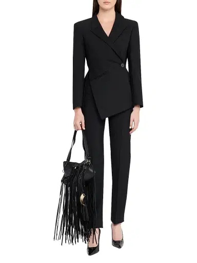 Alexander McQueen Women's Manta Croc-Embossed Fringe Clutch - Black | Thumbnail 2 Alexander McQueen Women's Manta Croc-Embossed Fringe Clutch - Black | Thumbnail 2