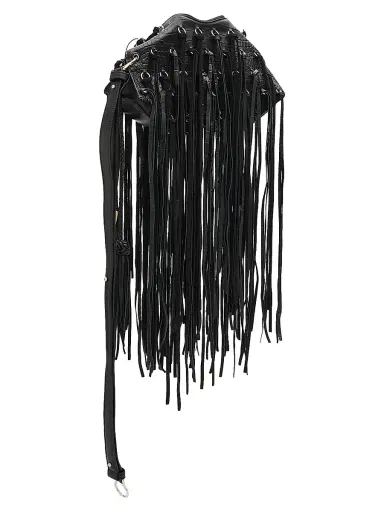 Alexander McQueen Women's Manta Croc-Embossed Fringe Clutch - Black | Thumbnail 6 Alexander McQueen Women's Manta Croc-Embossed Fringe Clutch - Black | Thumbnail 6