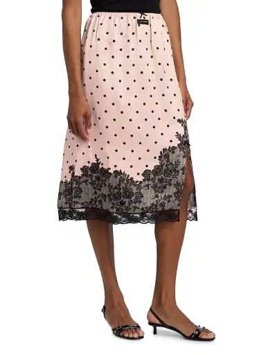 Marc Jacobs Women's Trompe L'Oeil Polka Dot Midi-Skirt - Blush Multi | Thumbnail 4