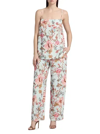 Hemant & Nandita Women's Floral Straight Leg Pants - Blue - Size XL | Thumbnail 2