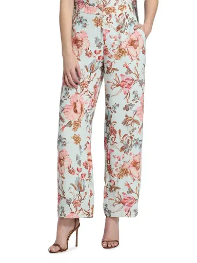 Hemant & Nandita Women's Floral Straight Leg Pants - Blue - Size XL | Thumbnail 3